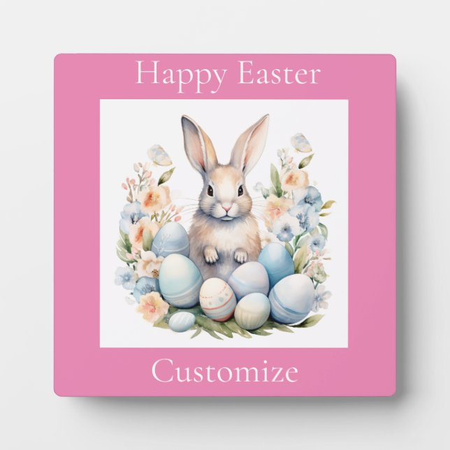 Happy Easter Bunny Basket Thunder_Cove Plaque (Front)