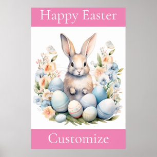 Happy Easter Bunny Basket Thunder_Cove Poster