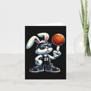 Happy Easter Bunny Basketball Kids Boys Sport Love Card