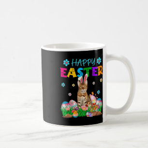 Happy Easter Bunny Bengal Cat Hunting Eggs Colourf Coffee Mug