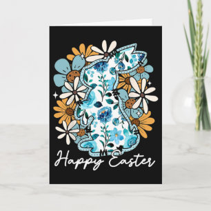 Happy Easter Bunny Blue Floral Yellow Design For M Card