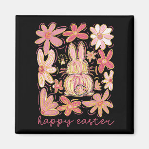 Happy Easter Bunny Boho Easter Coquette Floral Pin Magnet