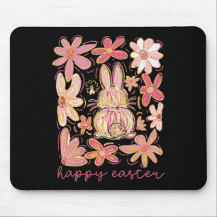 Happy Easter Bunny Boho Easter Coquette Floral Pin Mouse Pad