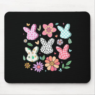 Happy Easter Bunny Boho Floral Plaid Bunny Rabbit Mouse Pad