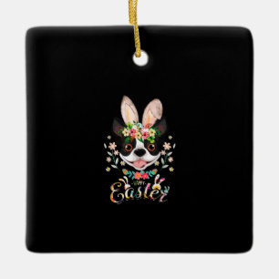 Happy Easter Bunny Boston Terrier Lovers With East Ceramic Ornament