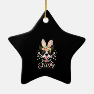 Happy Easter Bunny Boston Terrier Lovers With East Ceramic Ornament