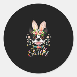 Happy Easter Bunny Boston Terrier Lovers With East Classic Round Sticker