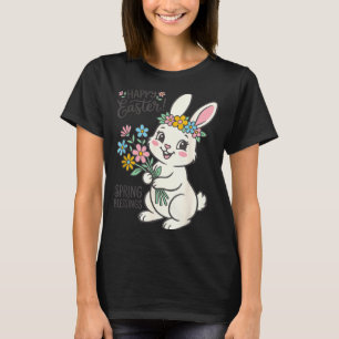 Happy Easter Bunny Bouquet Spring Blessings Floral T-Shirt