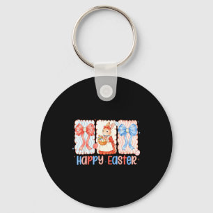 Happy easter bunny bow tie for kid boy girl womenH Key Ring