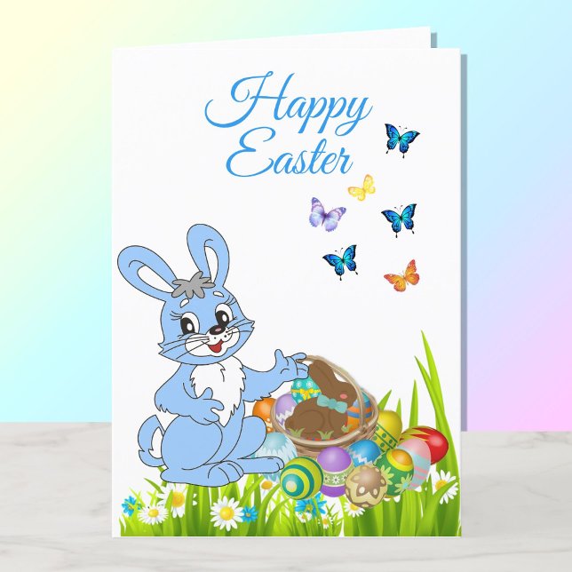 Happy Easter Bunny Boy's Personalise Holiday Card (Creator Uploaded)