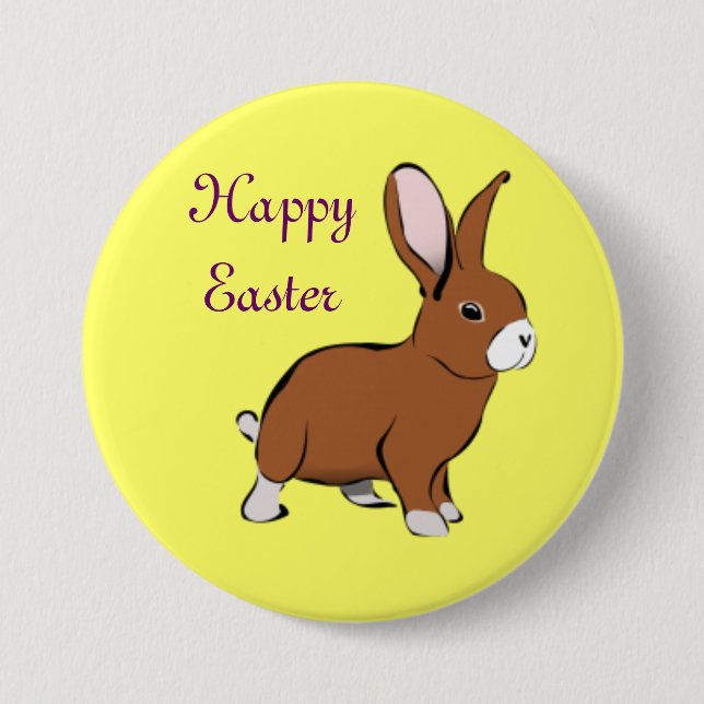 Happy Easter Bunny Button Pin (Front)
