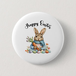 Happy Easter Bunny Carrot Easter Eggs Easter Rabbi 6 Cm Round Badge