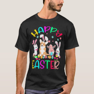 Happy Easter Bunny Cat Corgi Gnomes Matching Kids T-Shirt