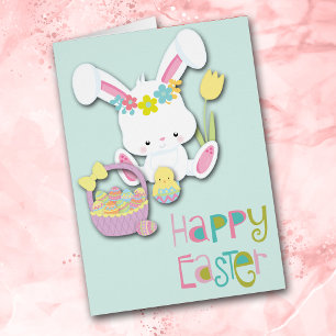 Happy Easter Bunny, Chick, and Basket
