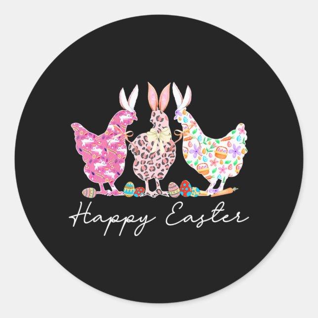 Happy Easter Bunny Chicken Lover Easter Chicken Classic Round Sticker (Front)