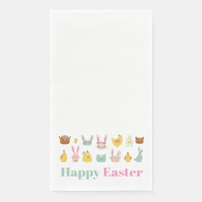 Happy Easter Bunny Chicken Napkin (Front)