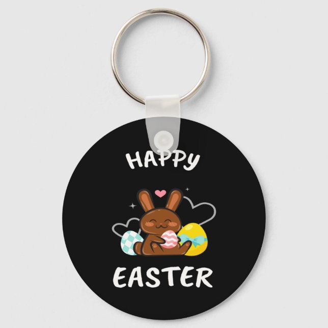 Happy Easter Bunny Chicks Egg Hunting Cute Cool  Key Ring (Front)