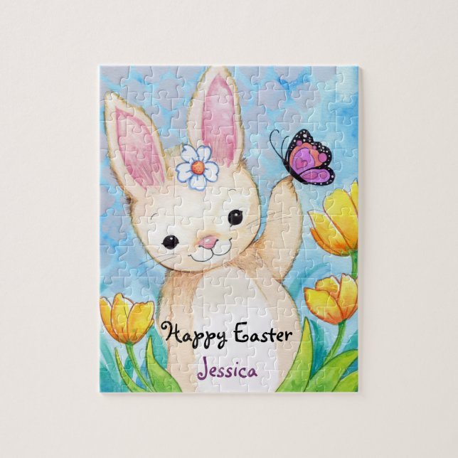 Happy Easter Bunny Child's Name Jigsaw Puzzle (Vertical)