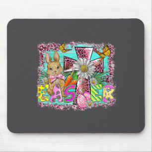Happy Easter Bunny Christian Leopard Floral Jesus  Mouse Pad