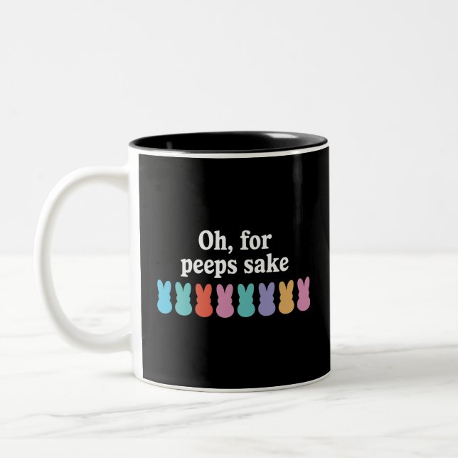 Happy Easter Bunny Christian Religious Carnival  Two-Tone Coffee Mug (Left)