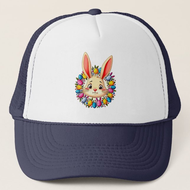 Happy Easter Bunny – Colorful Spring Art boné Trucker Hat (Front)
