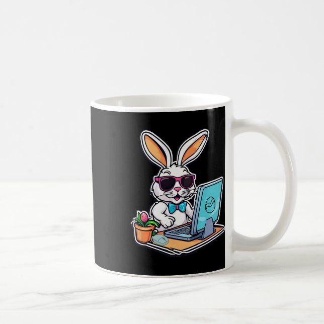 Happy Easter Bunny Computer Video Game Lovers 1  Coffee Mug (Right)