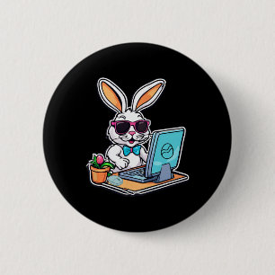 Happy Easter Bunny Computer Video Game Lovers 6 Cm Round Badge