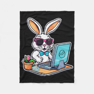 Happy Easter Bunny Computer Video Game Lovers  Fleece Blanket