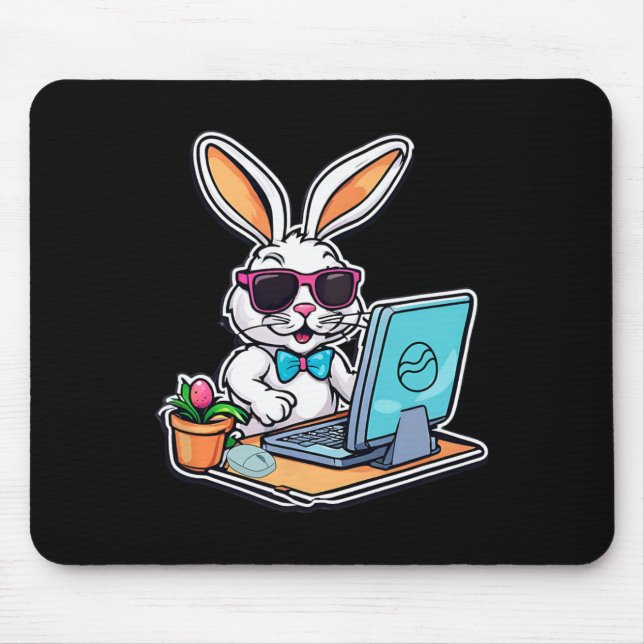 Happy Easter Bunny Computer Video Game Lovers  Mouse Pad (Front)