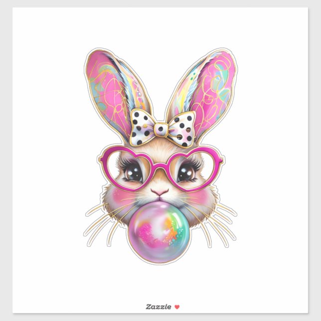 Happy Easter Bunny Coquette Bow Brushstroke Easter (Sheet)