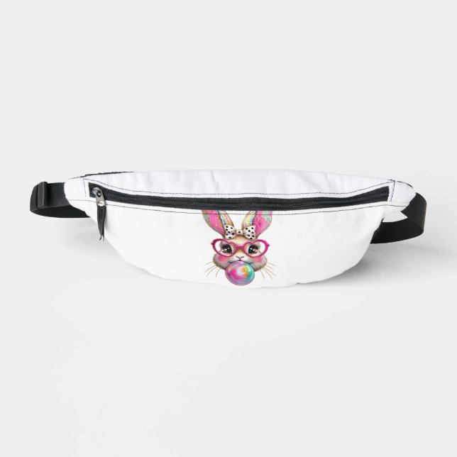 Happy Easter Bunny Coquette Bow Brushstroke Easter Bum Bags (Front)