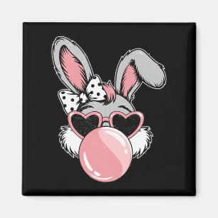 Happy Easter Bunny Coquette Bow Brushstroke Easter Magnet