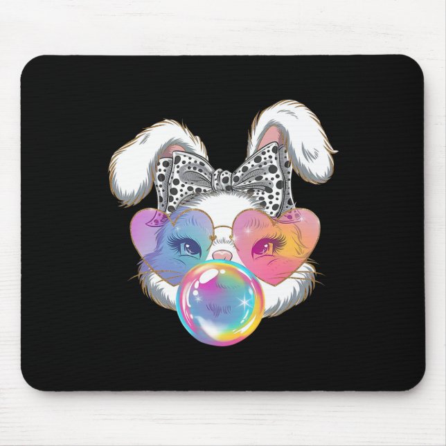 Happy Easter Bunny Coquette Bow Brushstroke Easter Mouse Pad (Front)
