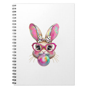Happy Easter Bunny Coquette Bow Brushstroke Easter Notebook