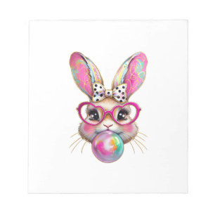 Happy Easter Bunny Coquette Bow Brushstroke Easter Notepad
