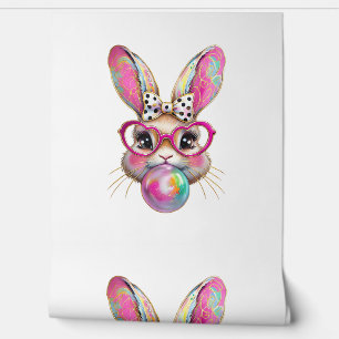 Happy Easter Bunny Coquette Bow Brushstroke Easter Wallpaper