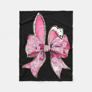 Happy Easter Bunny Coquette Bow Ears Girls Teen Wo Fleece Blanket