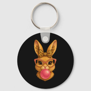 Happy Easter Bunny Coquette Bow Easter Rabbit Girl Key Ring