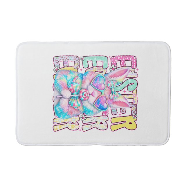 Happy Easter Bunny Coquette Bow Preppy Easter Day  Bath Mat (Front)