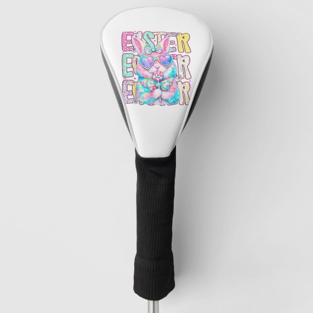 Happy Easter Bunny Coquette Bow Preppy Easter Day  Golf Head Cover (Front)