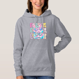 Happy Easter Bunny Coquette Bow Preppy Easter Day  Hoodie