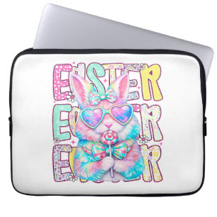 Happy Easter Bunny Coquette Bow Preppy Easter Day  Laptop Sleeve