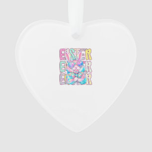 Happy Easter Bunny Coquette Bow Preppy Easter Day  Ornament