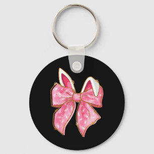 Happy Easter Bunny Coquette Bow Rabbit Ears Women Key Ring