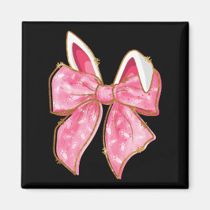 Happy Easter Bunny Coquette Bow Rabbit Ears Women Magnet