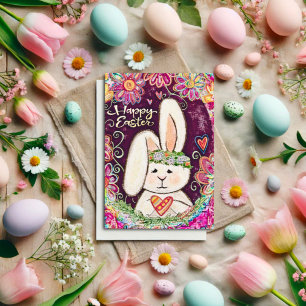 Happy Easter Bunny Cute Fun Kids Inspirivity Card