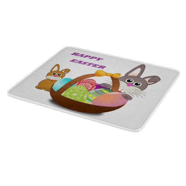 "HAPPY EASTER" BUNNY CUTTING BOARD (Corner)