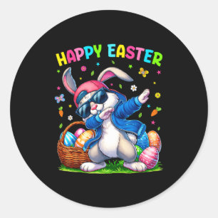 Happy Easter Bunny Dabbing Funny Easter Day Women Classic Round Sticker