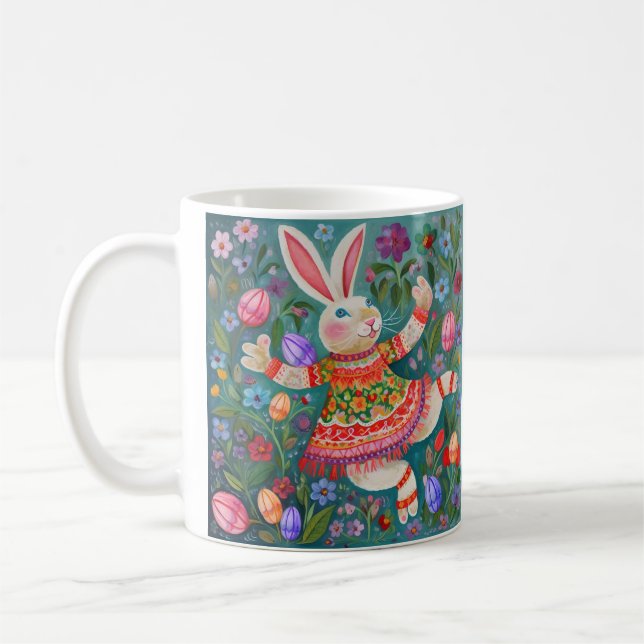 Happy Easter Bunny Dance Coffee Mug (Left)