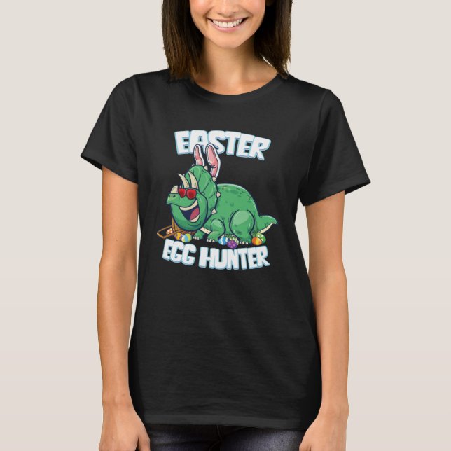Happy Easter Bunny Dinosaur Egg Hunter Triceratops T-Shirt (Front)